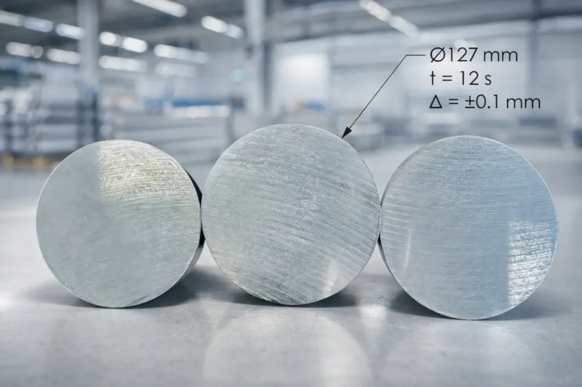 Heineda C6 cutting machine precision metal discs 127mm diameter 0.1mm tolerance quality result