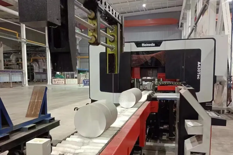 Heineda A430tec billet sawing line aluminum rod cutting factory production