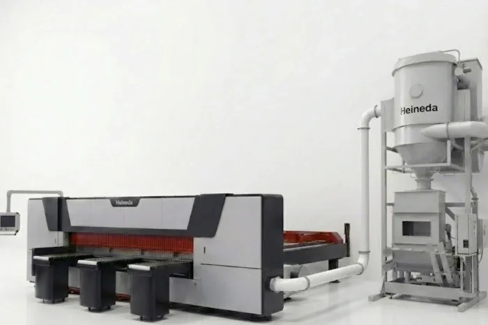 Heineda HL-12CNC panel saw with dust collector industrial dust extraction system